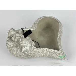 CEMENT HEART WITH ANGEL  20*18*H7
