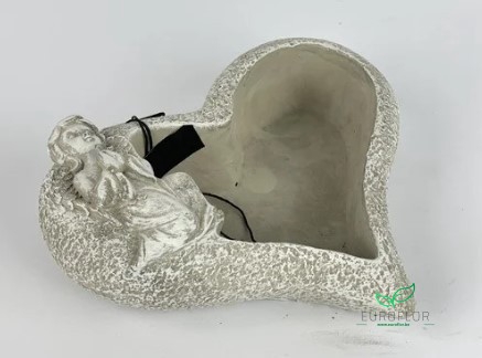 CEMENT HEART WITH ANGEL  20*18*H7