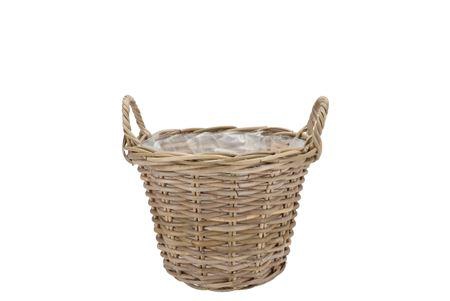 <h4>Rattan Kuboo Planter With Handle Round 20x16cm</h4>