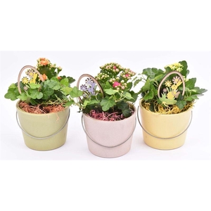 Keramiek kl.mix roze/groen/geel 12cm