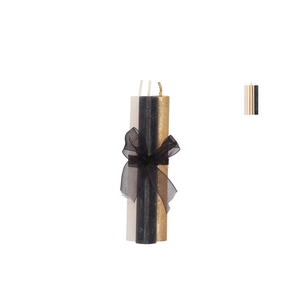 Candle Frosty Taper Black Mix 2x15cm