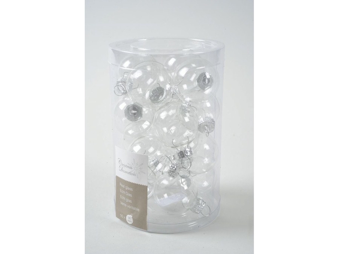 KERSTBAL GLASS 35MM TRANSPARANT 16PCS