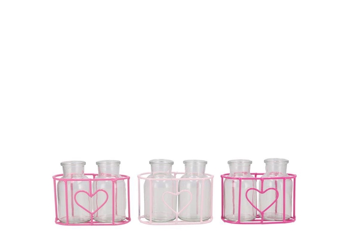 Polly Pink Mix Metal Rack 2 Glass Round Ass 13x7x8
