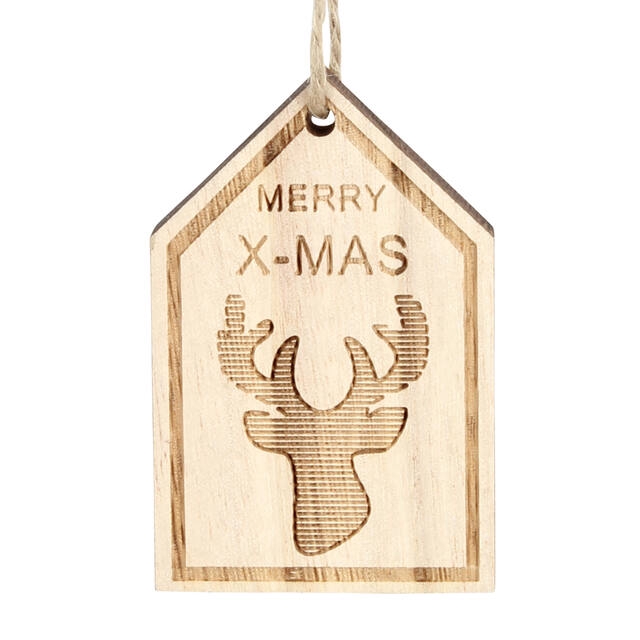 <h4>Hanger rendier hout 7x4.5cm + 16cm touw 24/zak</h4>