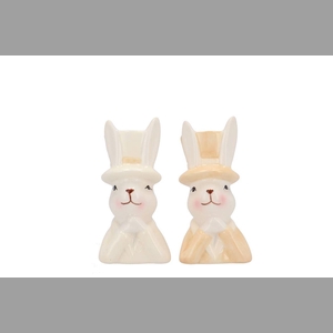 Easter Ceramic Natural Brown Mix Bunny Hat Ass 5x6x11cm Nm