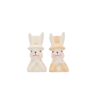 Easter Ceramic Natural Brown Mix Bunny Hat Ass 5x6x11cm Nm