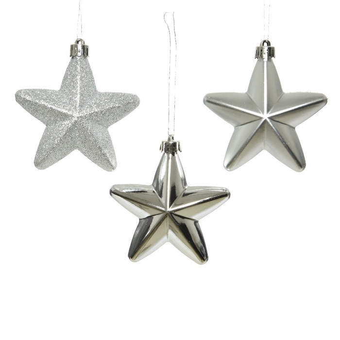 <h4>Christmas Deco star plastic 75mm x6 ass.</h4>