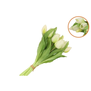 Silk Tulip Bouquet 7x White 17x30cm