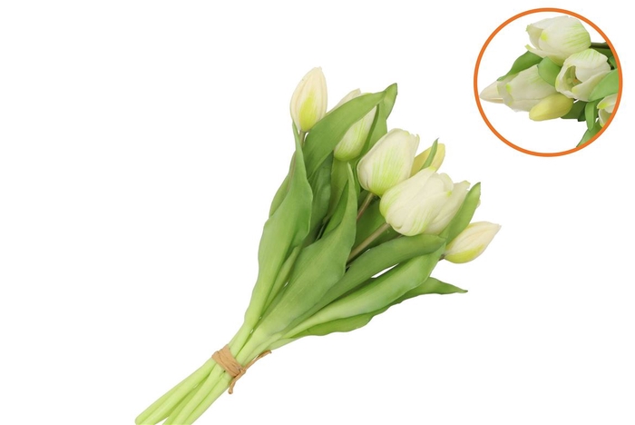 <h4>Silk Tulip Bouquet 7x White 17x30cm</h4>
