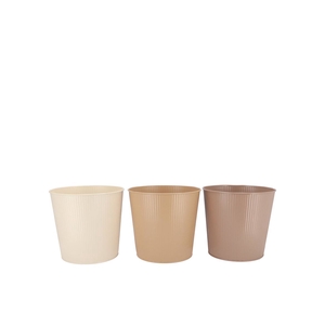 Zinc Natural Brown Mix Bucket Striped Ass 15x14x11cm