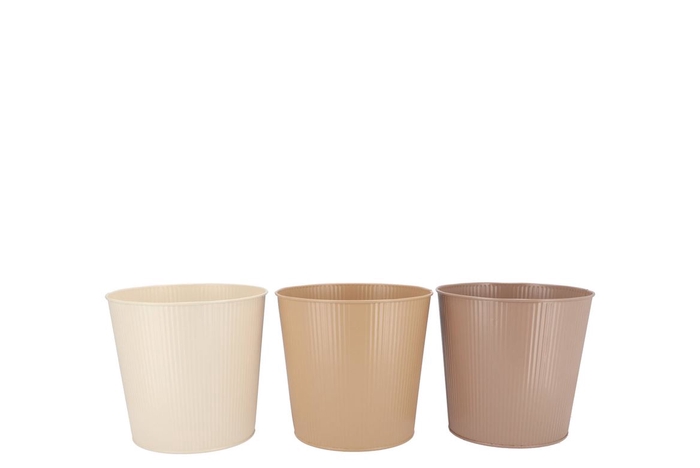 <h4>Zinc Natural Brown Mix Bucket Striped Ass 15x14x11cm</h4>