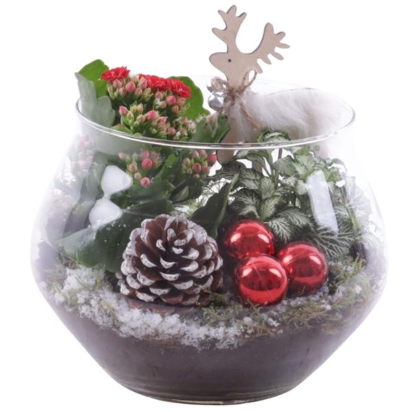 <h4>Christmas Arr. Indoor Glass UFO Vase Ø20cm 2PP</h4>