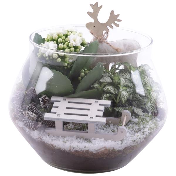 <h4>Christmas Arr. Indoor Glass UFO Vase Ø20cm 2PP</h4>