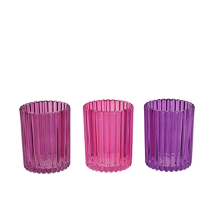 Roman Sky Purple Mix Glass Candle Holder Ass 8x8x10cm Nm