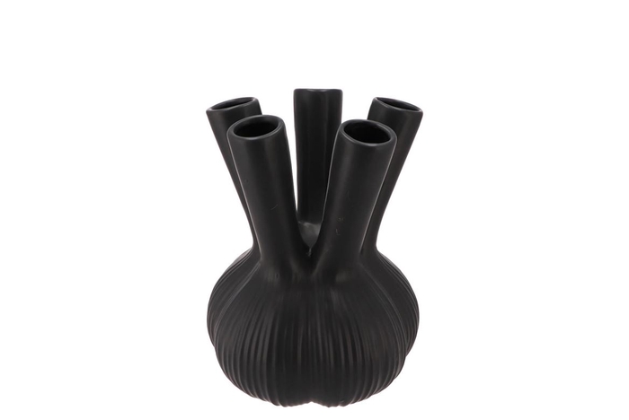 Aglio Straight Black Vase 16x16x19cm Nm