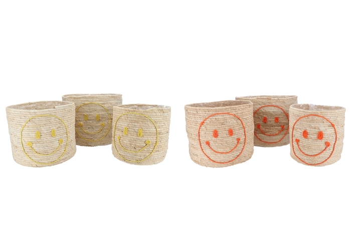 <h4>Smiley Yellow/orange Basket Set 3 35x28/32x26/26x25cm Nm</h4>