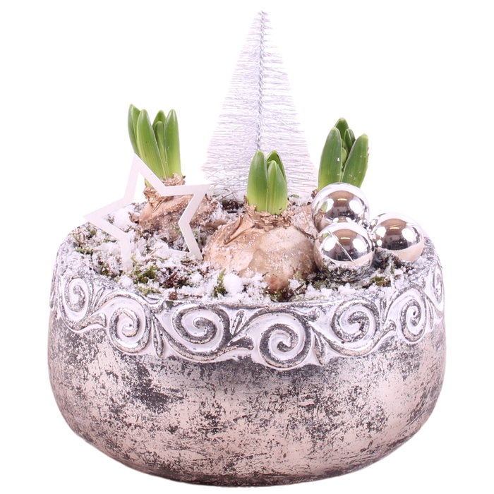 <h4>Opm Christmas Arr. Hyacint Ceramic Ornament SIlver</h4>