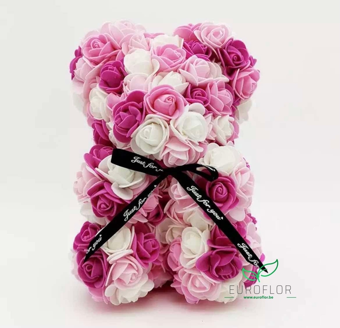 FOAM BEAR 25CM WHITE PINK LILA MIX