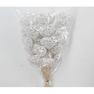 Stick heart baroque white 7cm