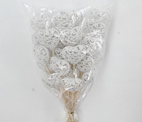 <h4>Stick heart baroque white 7cm</h4>