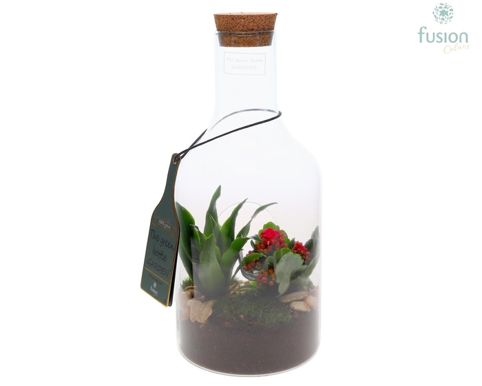 <h4>Green Bottle Fles Small met Arrangement</h4>