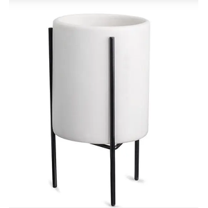 CACHEPOT BRANCO COM SUPORTE EM METAL G 09969 G IMP