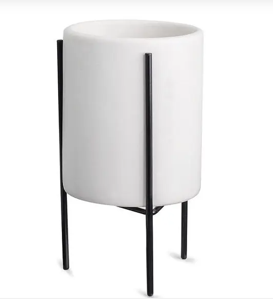 <h4>CACHEPOT BRANCO COM SUPORTE EM METAL G 09969 G IMP</h4>