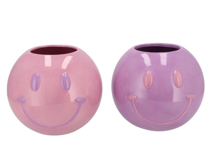 <h4>Smiley Dreamy Purple Mix Vase Ass 21x21x18cm</h4>