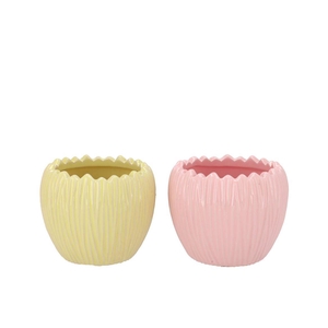 Ella Pink Yellow Pot Round Ass 14x14x12cm