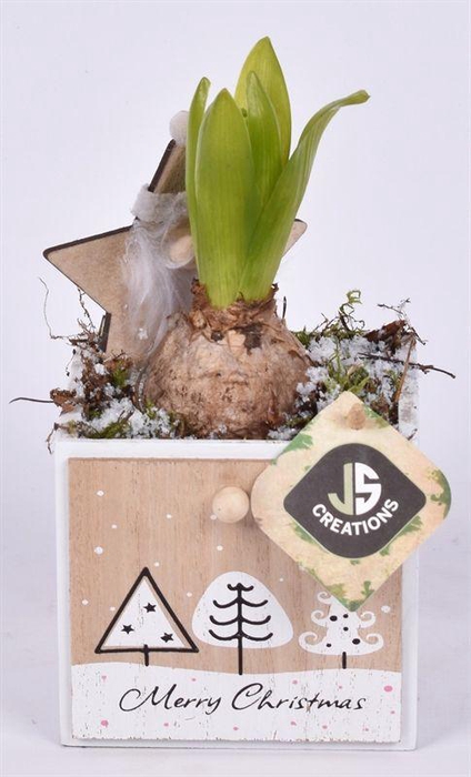 <h4>Hout lade kerst decor 10.5x10.5cm</h4>