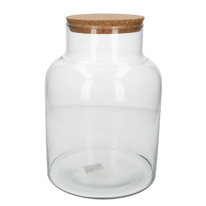 Glass eco vase+cork d12/18 27cm