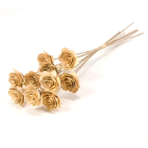 Woodrose 5cm On 50cm Stem 10pc Natural