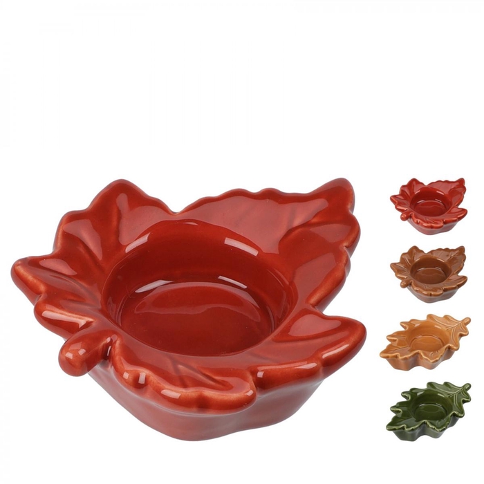 <h4>Herfst Theelichthouder blad d08.5/10*2.5cm</h4>