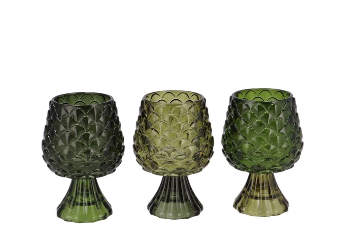 Jazz Majestic Green T-light Pinecone Ass 9x13cm