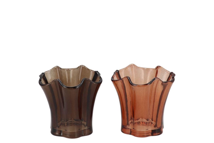 <h4>Jazz Brown T-light Glass Ass 10x9cm</h4>