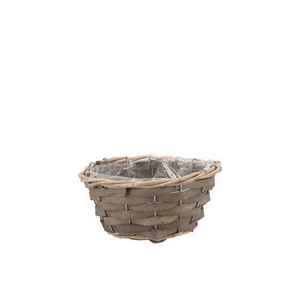 Wicker Bowl Basket Round Grey 16x8cm