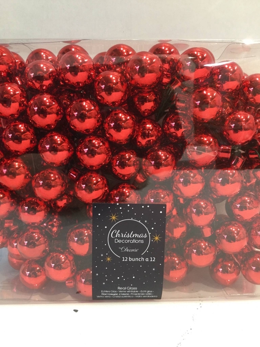 KERSTBAL GLASS 25MM ON WIRE 144PCS CHRISTMASRED