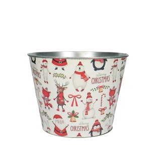 Christmas Zinc Jule pot d21*16cm