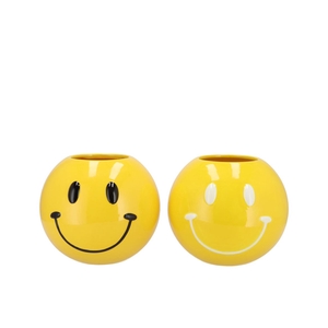 Smiley Yellow Mix Vase Ass 15x15x12cm