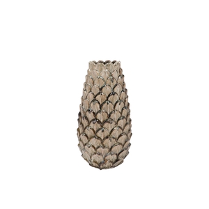 Mika Nordic Green Vase Long Pinecone Edge 14x25cm