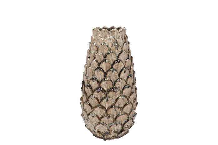 <h4>Mika Nordic Green Vase Long Pinecone Edge 14x25cm</h4>