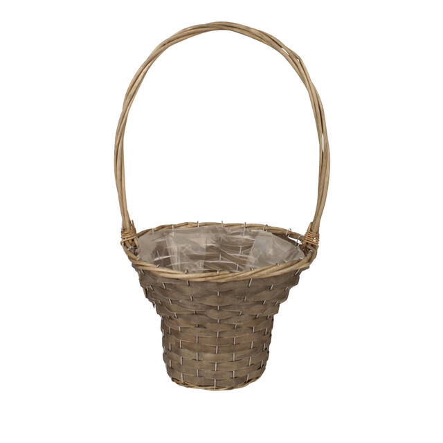 <h4>Handle basket Sanur chipwood Ø30xH23/H55cm grey</h4>
