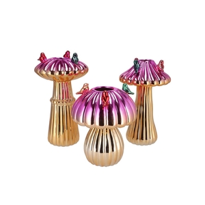 Bird Mushroom Vase Metalic Fuchsia Ass 16x16x25cm Nm