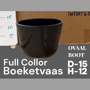 GLAS POT BLACK D15XH12