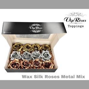 WAX SILK ROSES METAL MIX