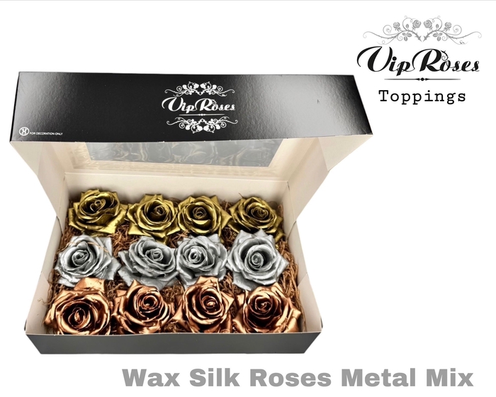 WAX SILK ROSES METAL MIX