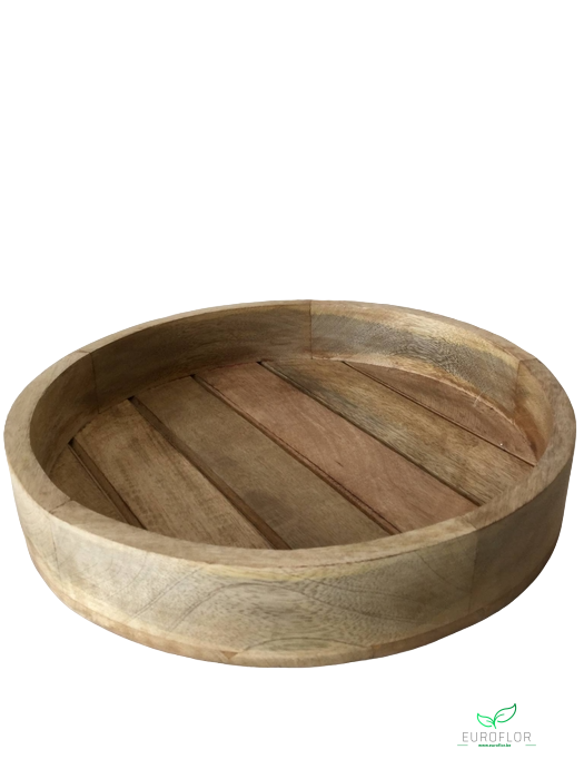 MANGO WOOD TRAY BROWN BURNED 34x34x9cm
