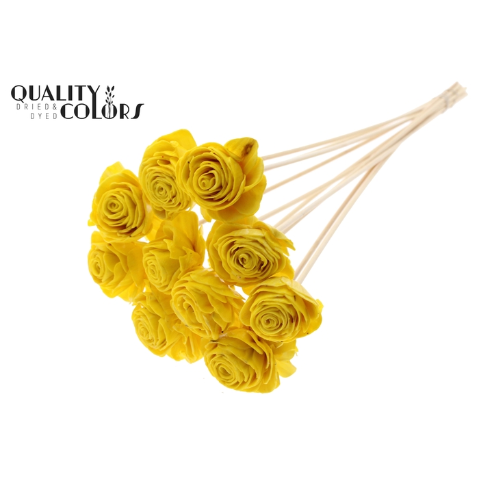 <h4>Shola Beauty Rose 6cm on stem Wax Yellow</h4>