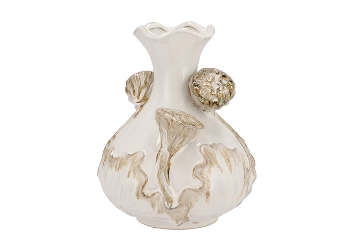 Mara White Vase Neck Lotus 21x21x25cm Nm