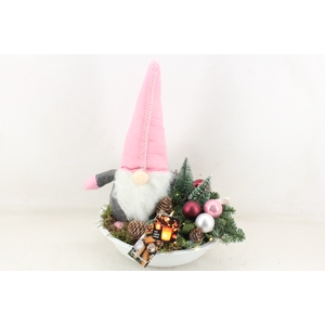 arr5 Kerst MB - Zink schaal white pink gnome LED